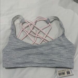 Lululemon Women's Gray and Pink Strappy Sports Bra